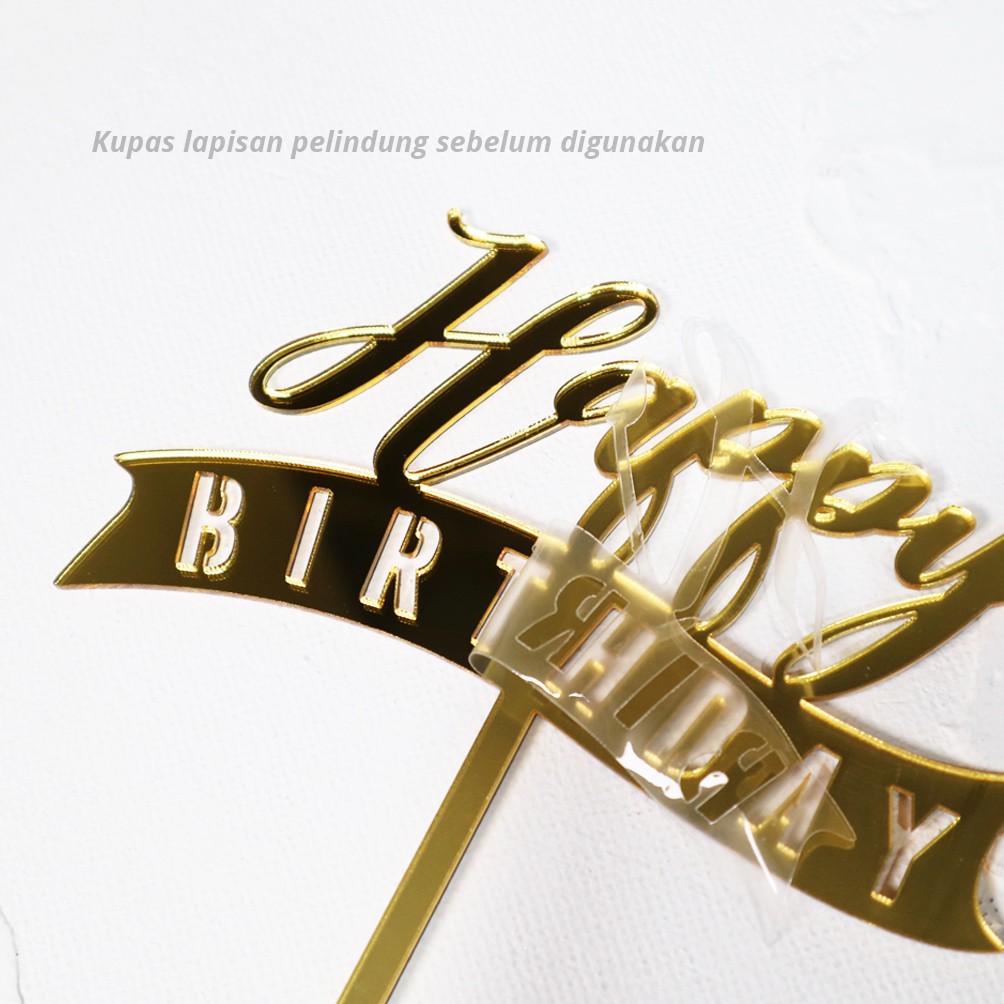 Cake Topper Happy Birthday Topper Dekorasi Kue Ultah Akrilik Tancapan Kue Bunting Flag Ulang Tahun