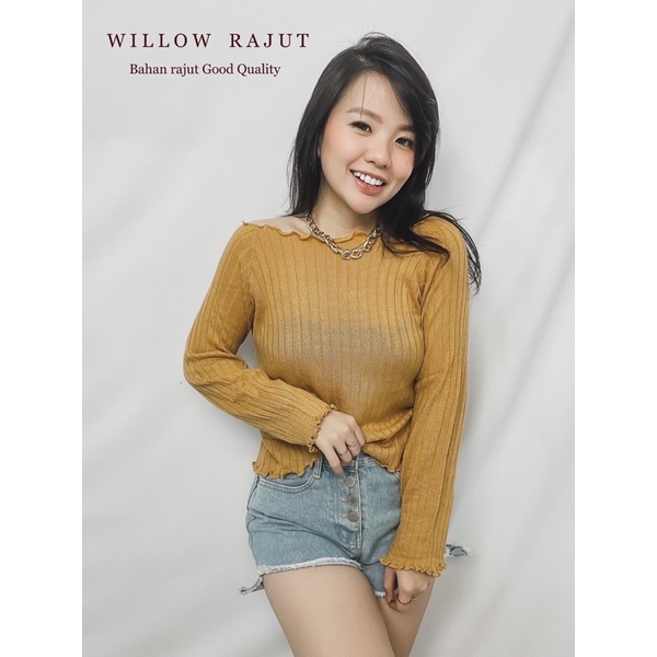 MDLV ~ WILLOW RAJUT LP KNIT CROP TOP ATASAN CROP RAJUT LENGAN PANJANG ATASAN RAJUT WANITA ATASAN RAJUT KOREA STYLE KEKINIAN FASHION WANITA