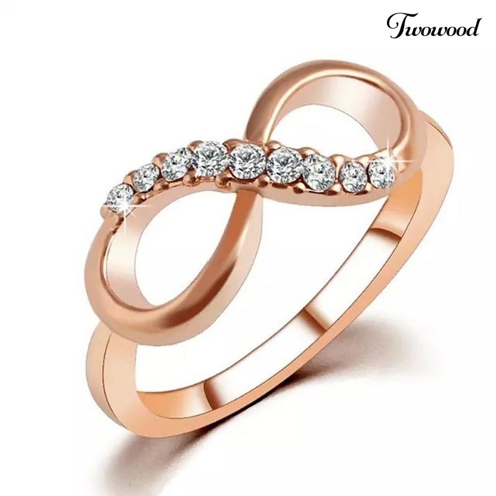 Cincin Desain Infinity 8 Aksen Zircon Untuk Wanita