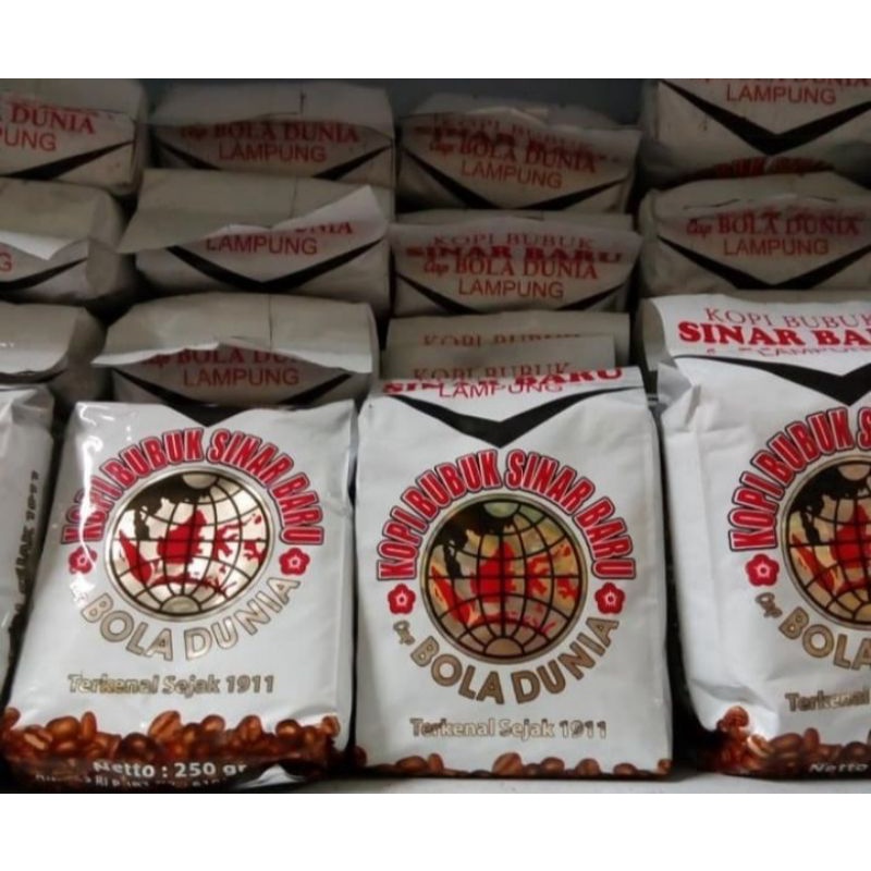 

kopi bubuk sinar baru cap bola dunia premium,kopi sinar baru bola dunia super netto 250gr