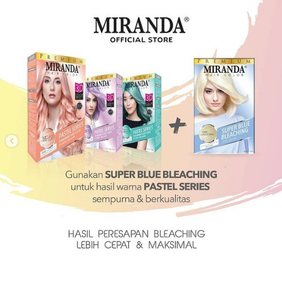 Miranda Permanent Hair Color Pastel Series | Pewarna Rambut | Blue Bleaching