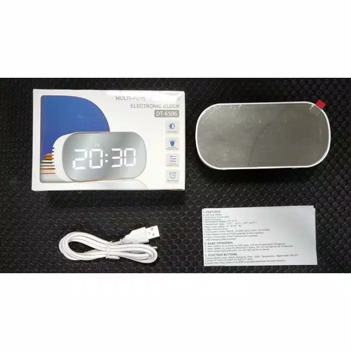 Jam Meja Digital Alarm LED Mirror Clock DT-6506