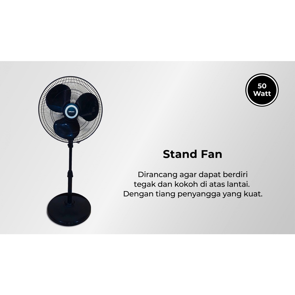 MIYAKO KAS 1607 BLACK STAND FAN 16 IN / KIPAS ANGIN BERDIRI / KAS1607