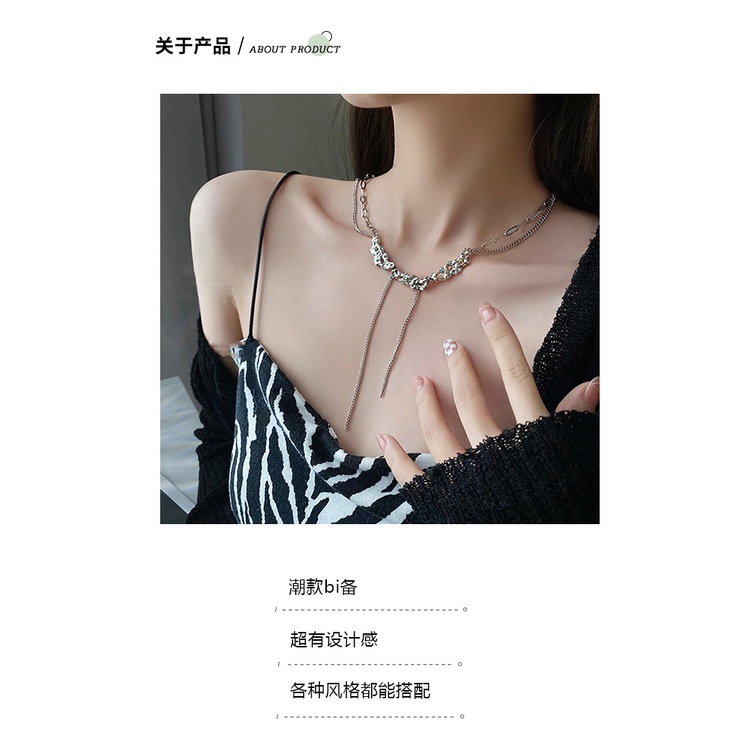 Butterfly seri panjang rumbai rantai menggantung kalung wanita sederhana peri niche desain kalung sw