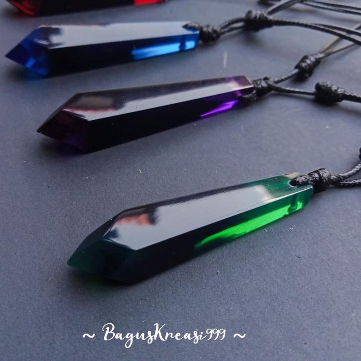 (SALE) Kalung Pria Wanita Viral Resin Black Green Purple Blue Red Royal