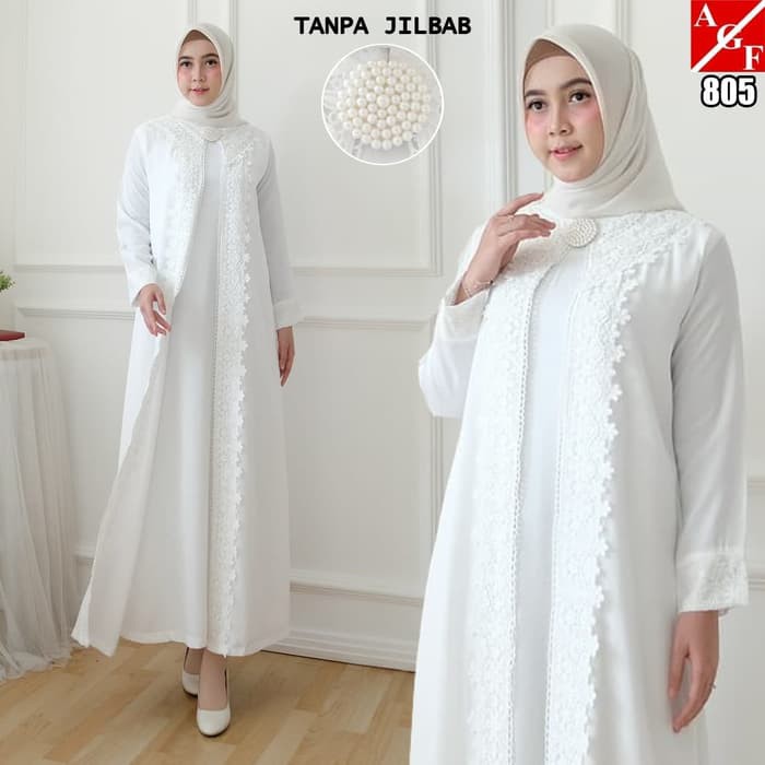  Baju Gamis Jersey Embos Putih  BAJUKU