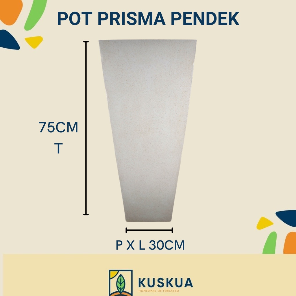 Jual Terazzo Pot Tanaman Bunga Besar Hidup Unik Minimalis Tipe Prisma Pendek Terbuat Dari Marmer