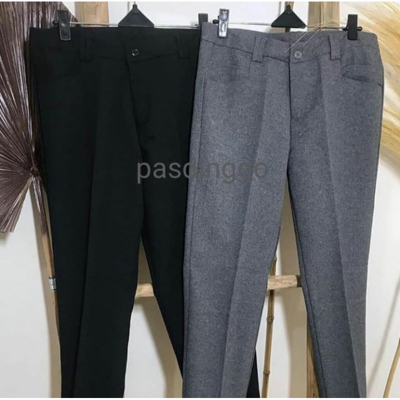 CELANA KANTOR FORMAL KERJA WANITA SLIMFIT BAHAN DASAR KAIN . SIZE S-5L Kantong Hitam Navy Abu Skinny Variasi Panjang