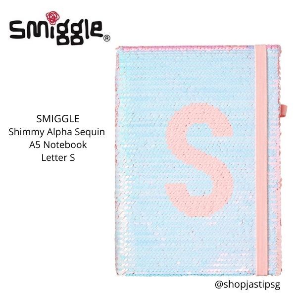 

INSTAN Smiggle Shimmy Alpha Sequin A5 Notebook Letter S Buku Tulis Payet Pink