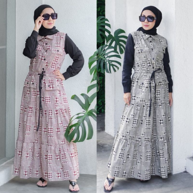 Monel - Dress / Gamis / Dress Wanita - HOUNDSTOOTH