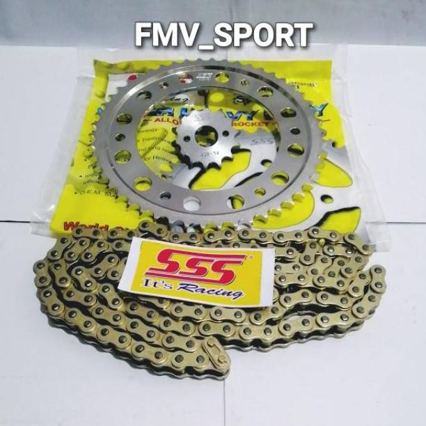 SSS ORIGINAL GIR GEAR SET 428 DEPAN BELAKANG 1SET RANTAI GOLD SUPERMOTO CRF 150 150L CRF150 CRF150L