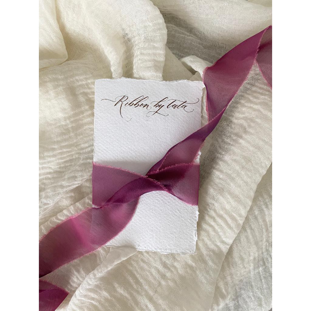 

SIlky Ribbon in Purplish Pink - wedding ribbon / calligraphy ribbon / vows ribbon / pita buket
