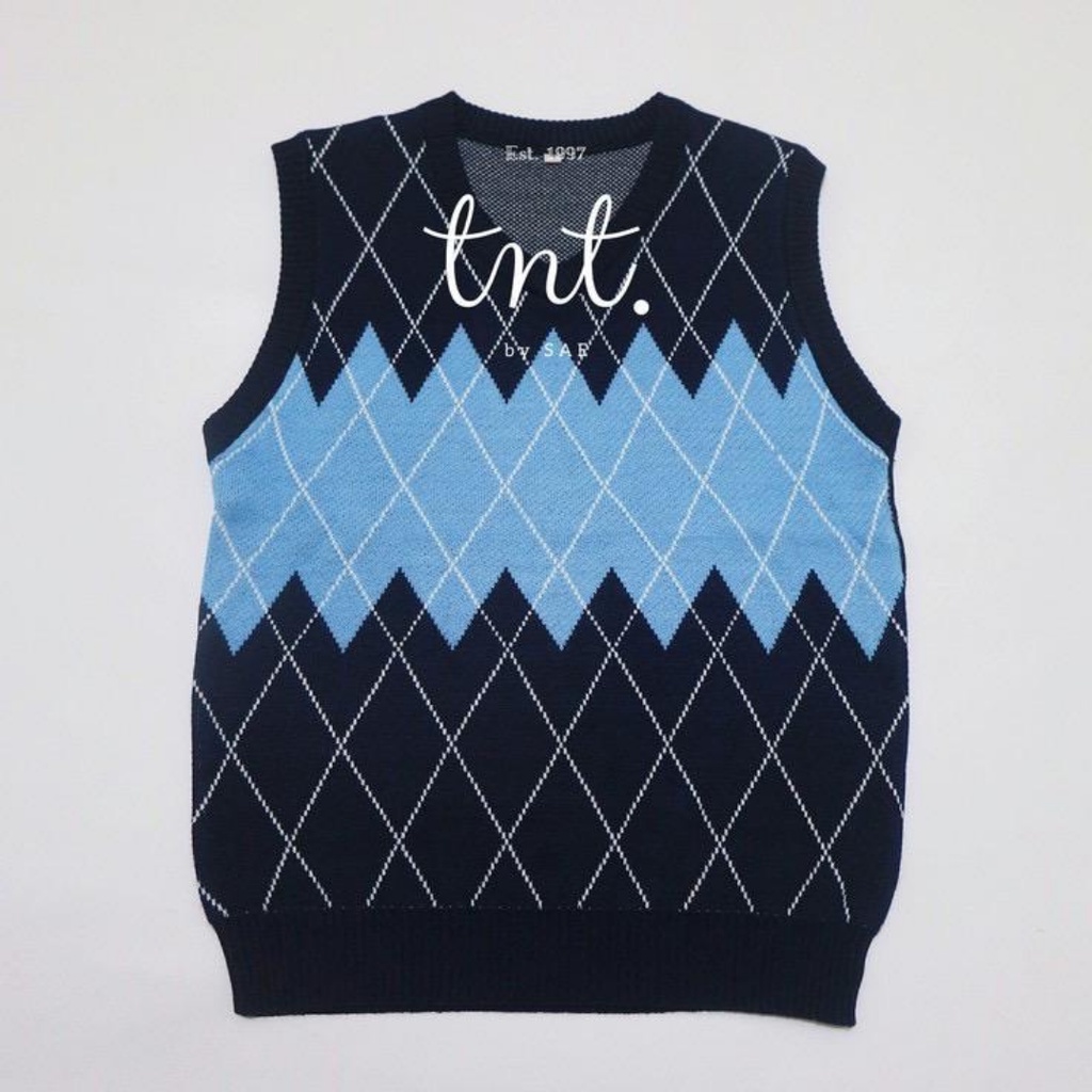 Vest Rajut / Vest Cardigan Motif Kotak / Vest Bahan / Vest Korea / Vest V / Rompi V Rajut