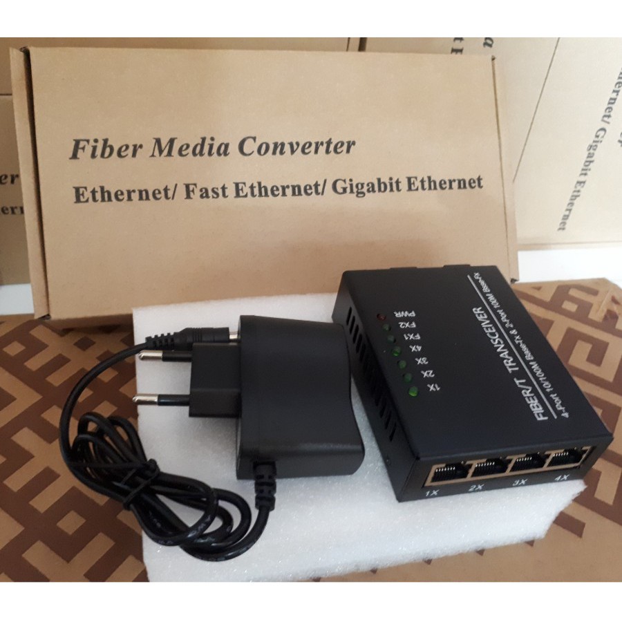 Media Converter 2 Port FO 4 Port Lan 10/100