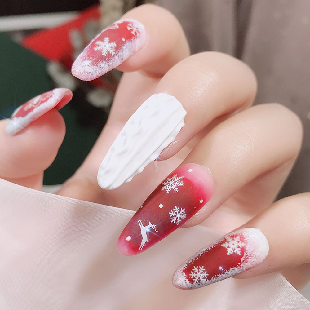 Mxbeauty Stiker Kuku Motif Snowflake / Beruang / Rusa Natal 5d Diy Untuk Dekorasi Nail Art