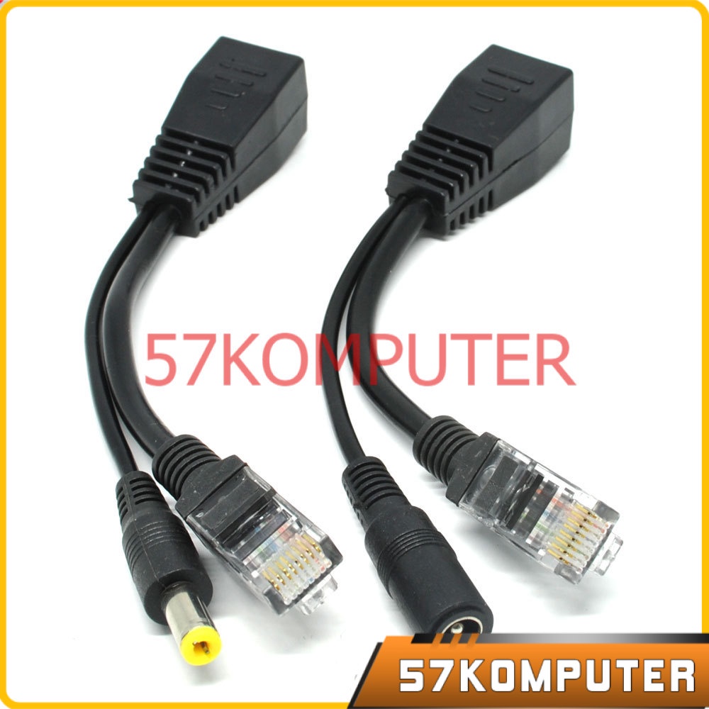 Kabel POE Splitter Sambungan Kabel Router, IP Kamera, CCTV 100MBPS POE Passive PoE Power Over Ethernet Cable with Male &amp; Female untuk mensupply tenaga melalui kabel ethernet untuk menyalakan IP Kamera, CCTV dan peralatan yang menggunakan PoE