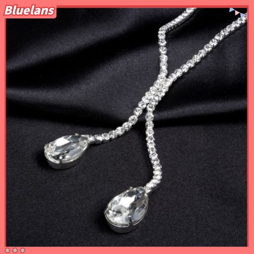 Bluelans Bridal Wedding Party Rhinestone Waterdrop Pendant Necklace Earrings Jewelry Set