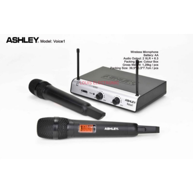 Mic Microphone Wireless Ashley Voice 1 PP Original ( 2 Mic Handle )