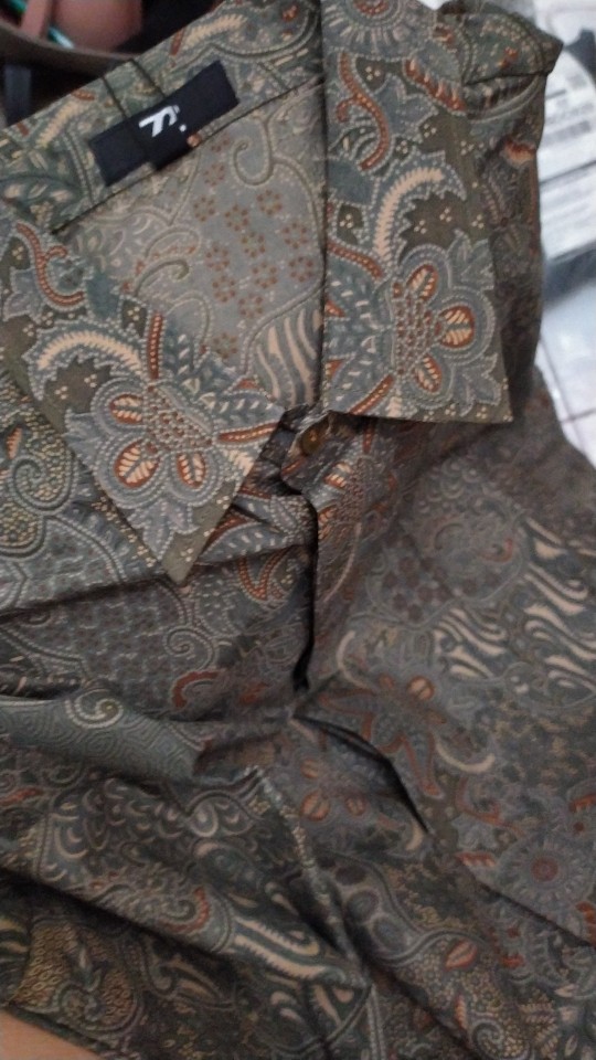 Kemeja Batik Pria Lengan Pendek Motif Sekar Jagad Hijau Warna Alam 724415 Cap 72