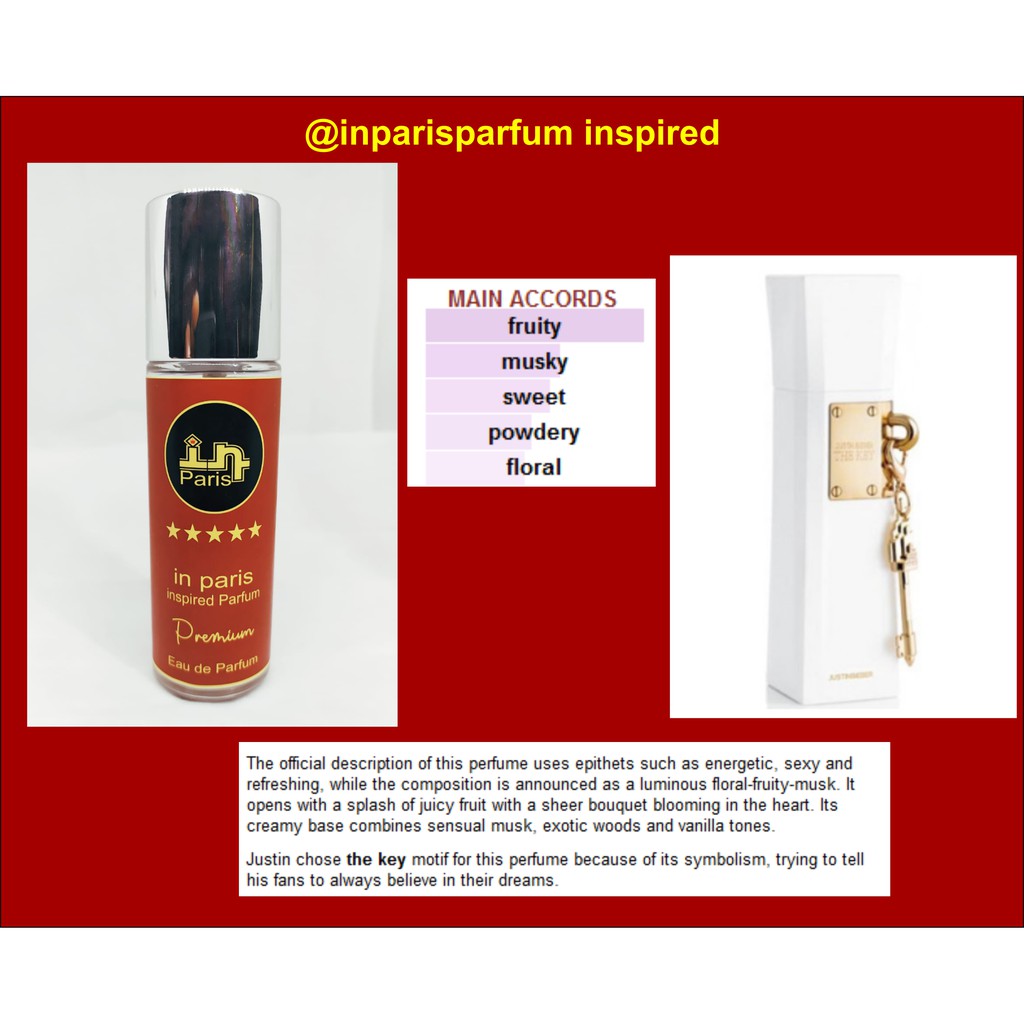 in Paris Parfum inspired THE KEY by JUSTIN BIEBER