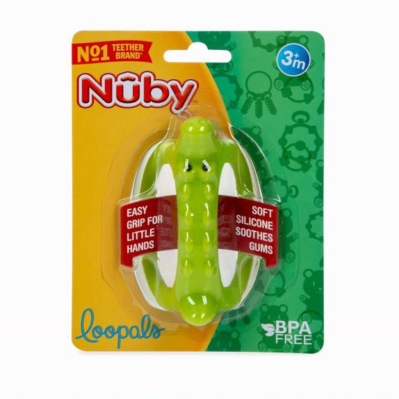 Nuby Baby Teether Loopy Legs Mainan Gigitan Bayi Silikon Aligator