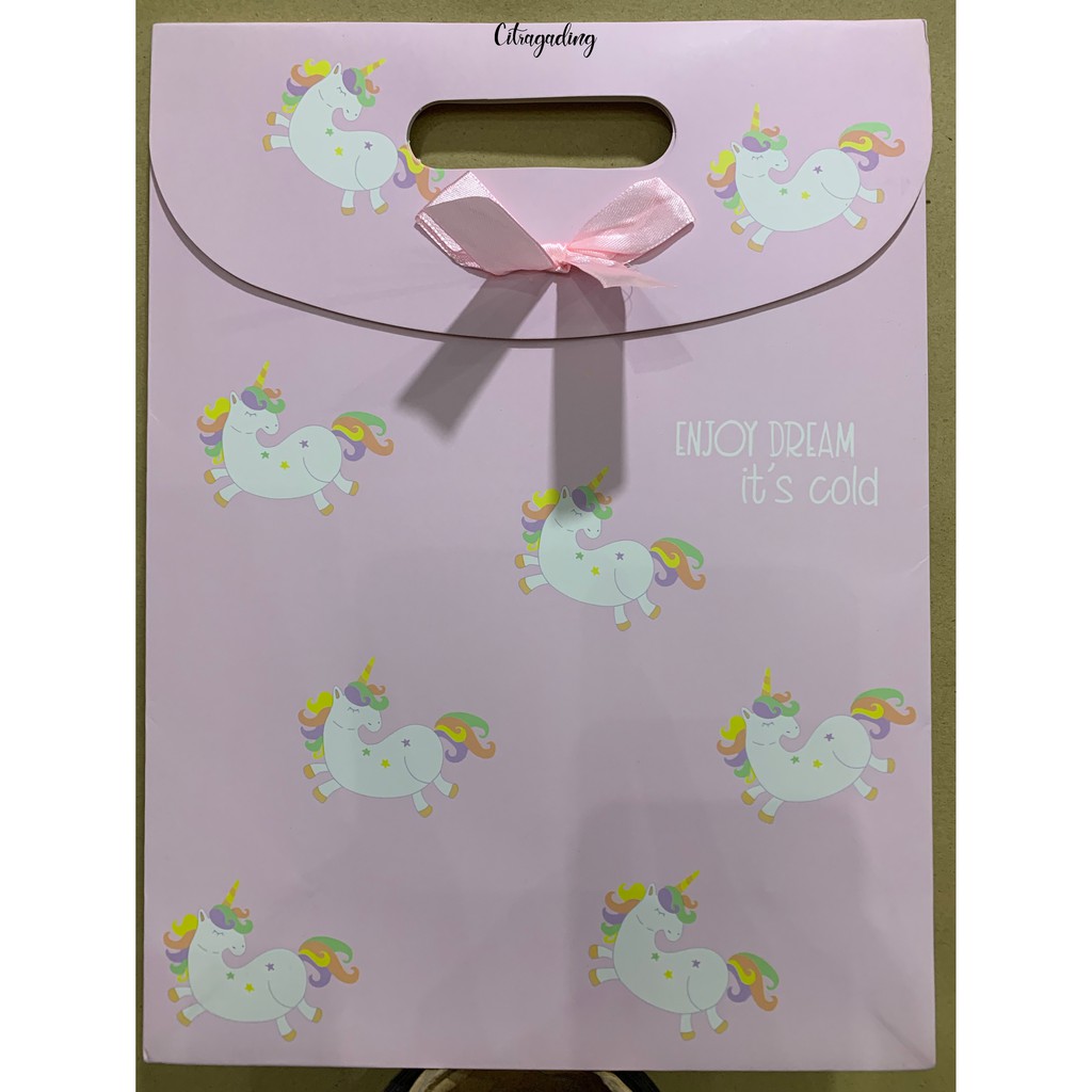 PAPER BAG PITA KANTONG M KERTAS MOTIF POLOS PARCEL BINGKISAN BUNGKUS KEMASAN GOODIE BAG ULANG TAHUN-17