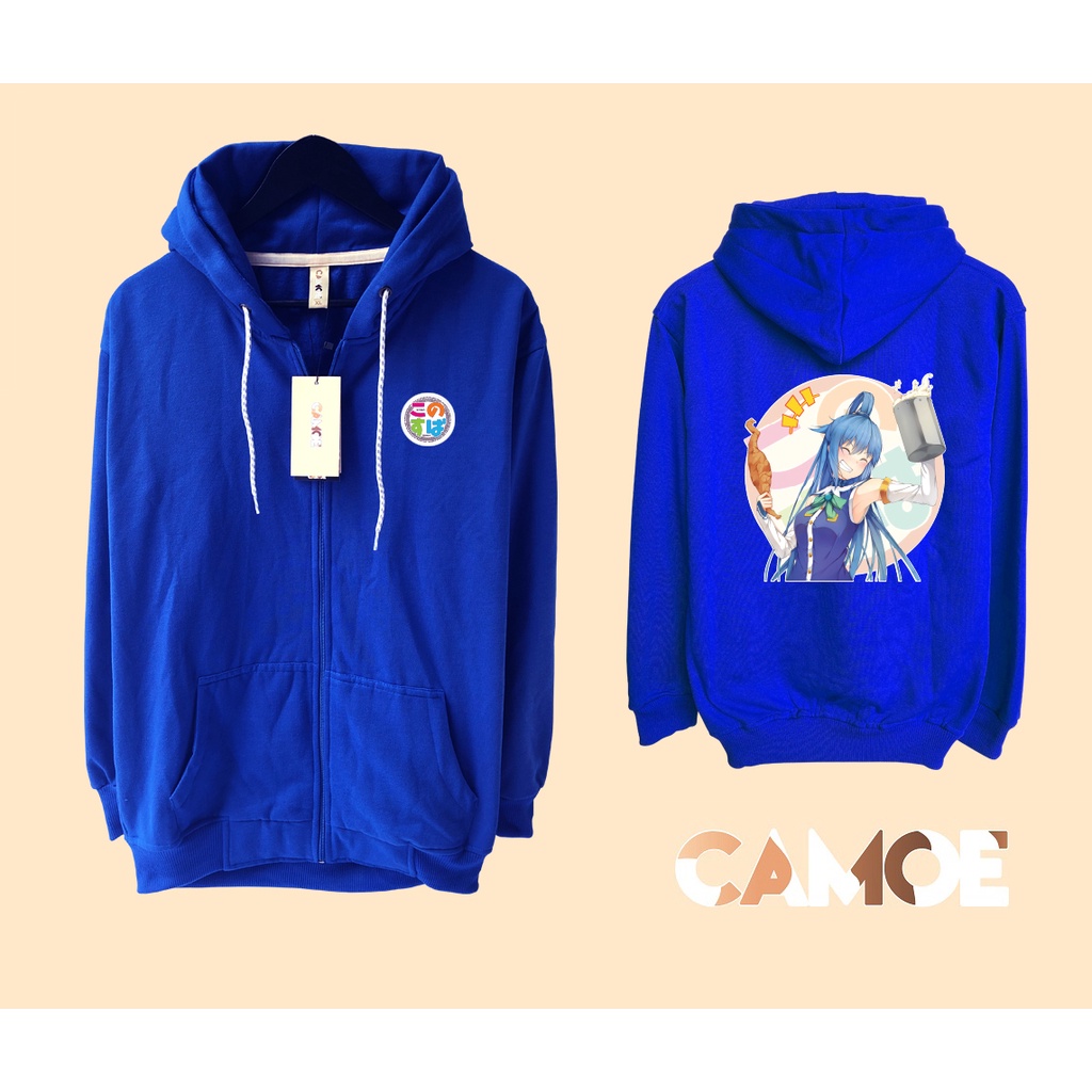 Jaket Hoodie Zipper Anime Konosuba Aqua waifu