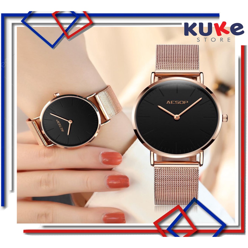 AESOP Jam Tangan Top Brand Luxury Fashion Women Watches Ladies Rose Gold Steel