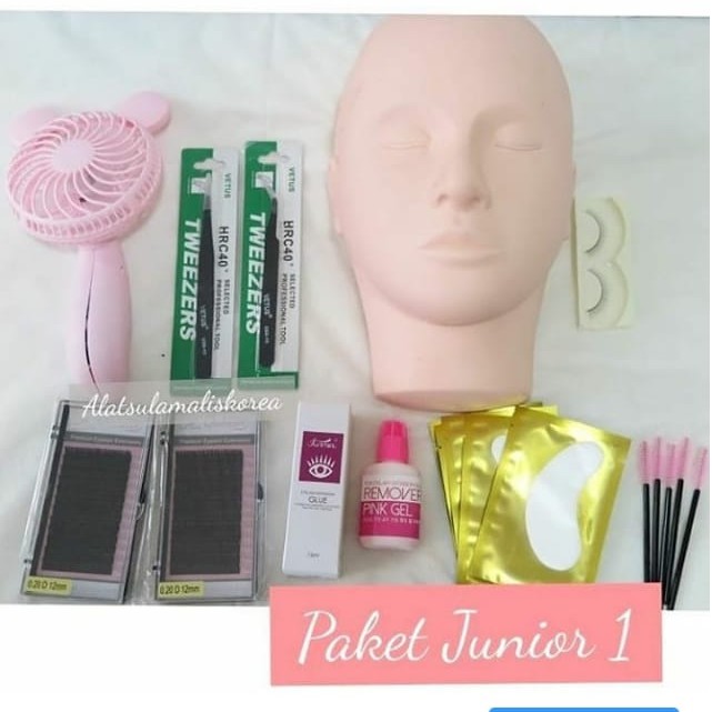 PAKET EYELASH EXTENSION JUNIOR 1 / paket lengkap eyelash extension manekin