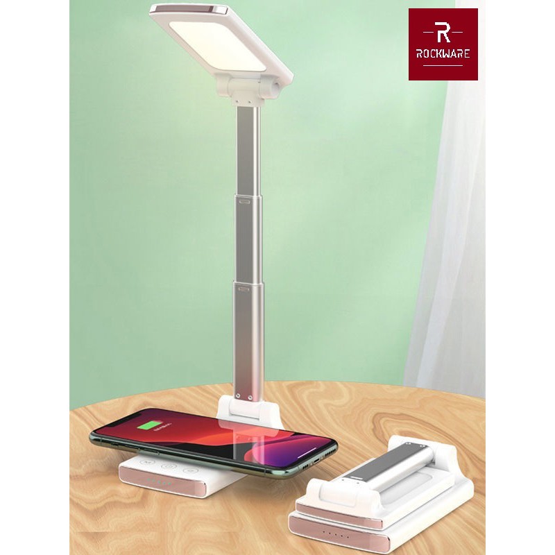 AKN88 - ROCKWARE RW-T11 Lampu Meja Portabel dengan Wireless Charger 15W