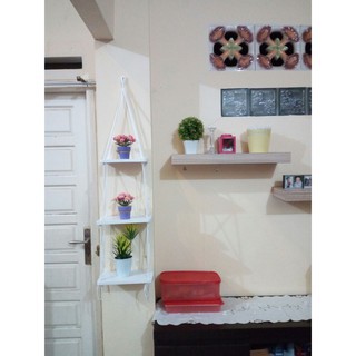 rak dinding 3 susun kotak putih tali putih vintage dapur rak dinding 3 susun kotak putih tali putih vintage dapur