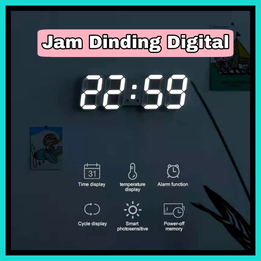 NA - Jam Dinding Digital LED Temperatur Jam Meja Digital Wall Clock DWC1