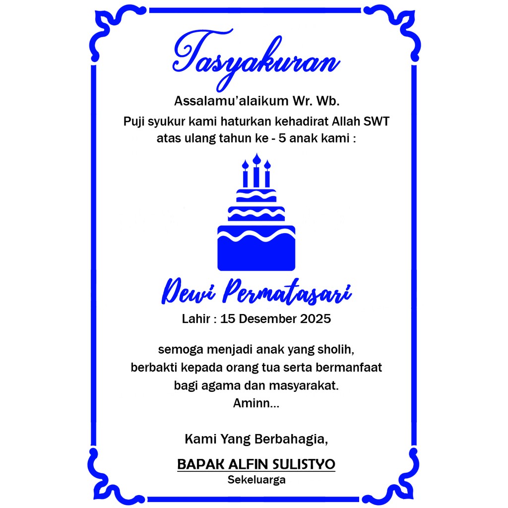 

KARTU SYUKURAN ULANG TAHUN BIRU
