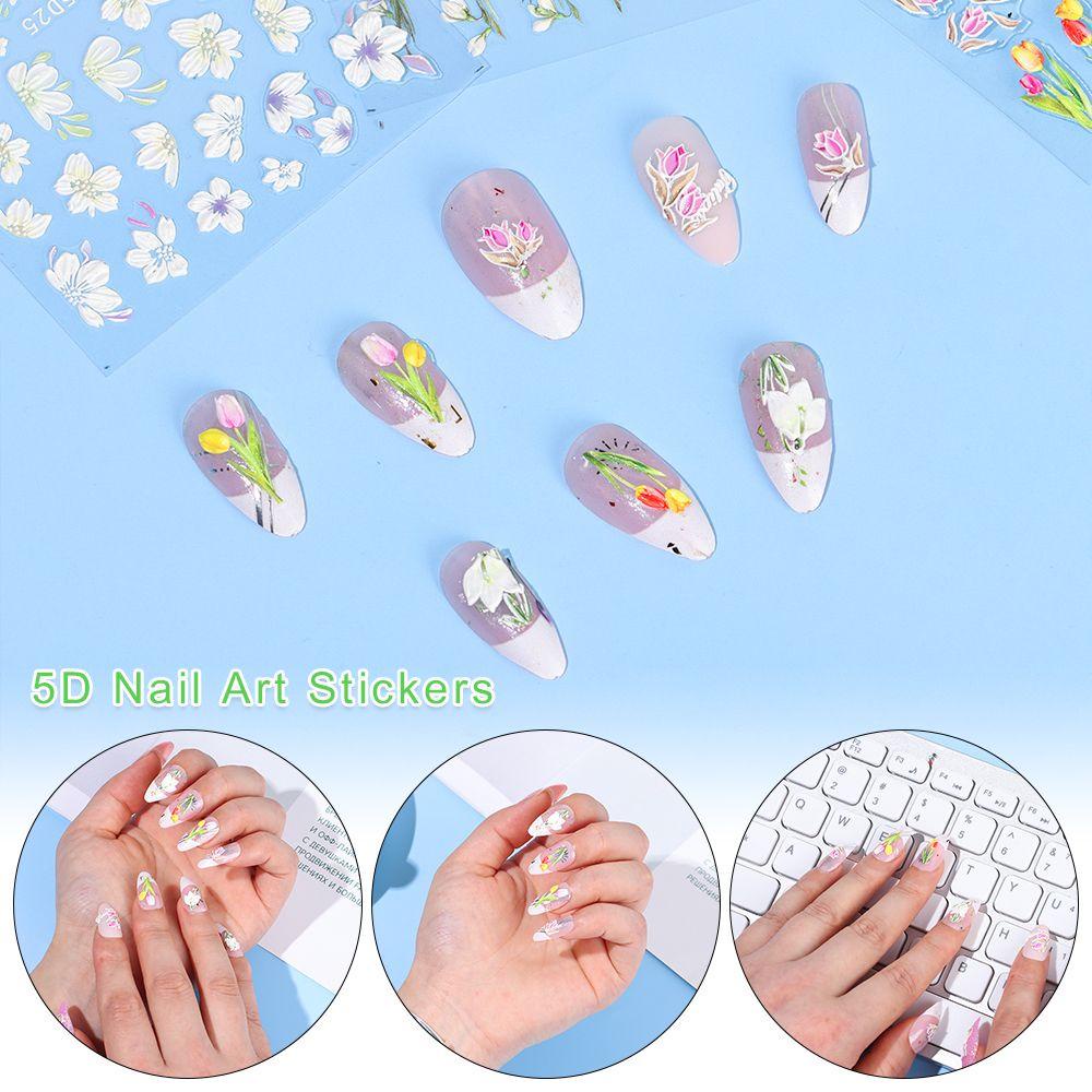 R-flower Nail Art DIY Art Dekorasi Perekat Timbul Decals Nail Art Stiker