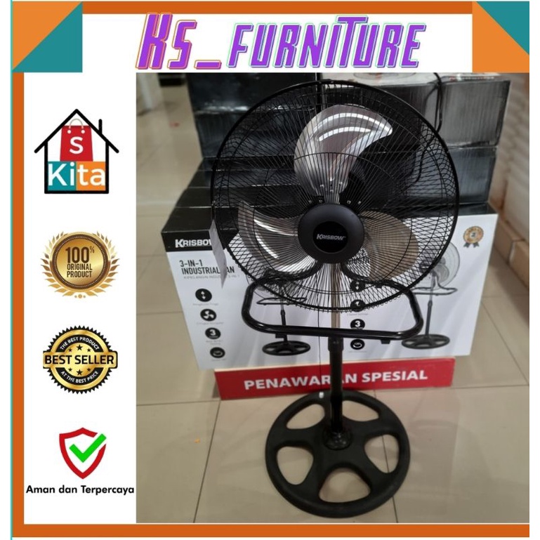 Krisbow Kipas Angin 3 In 1 - Hitam/ Kipas Angin Krisbow 45.7 cm  Industrial 3 In1/Kipas Angin dindin