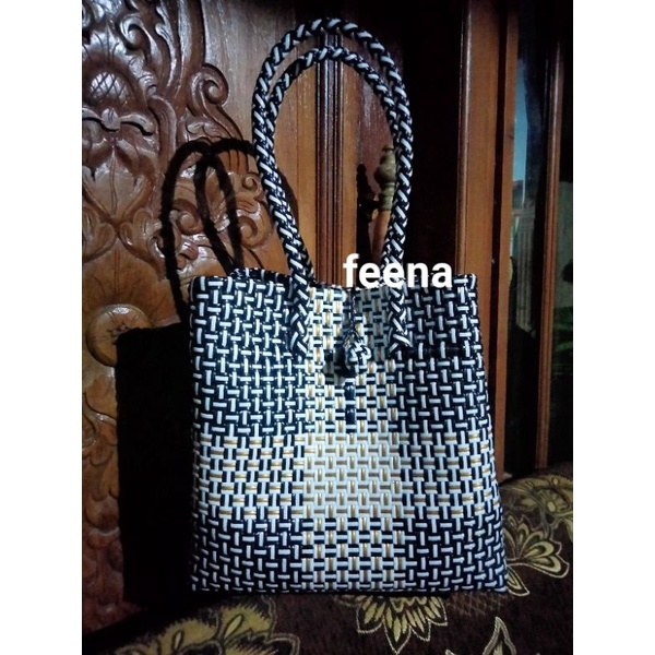 Tas anyaman jali motif catur bahan premium