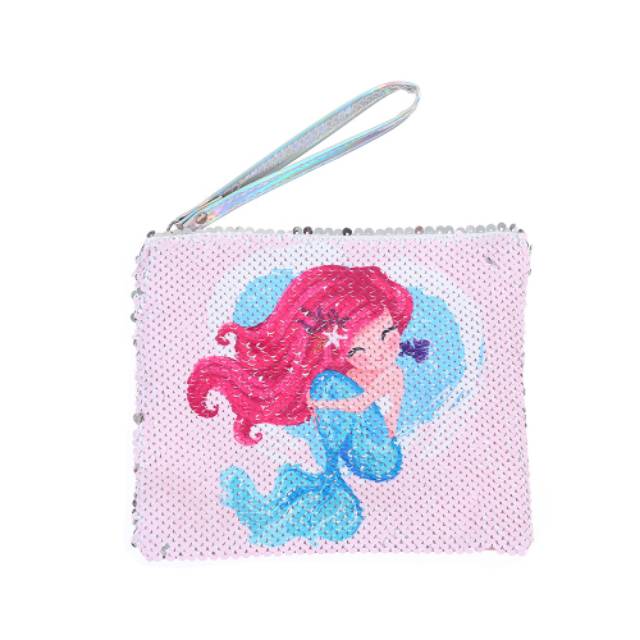 TAS SEQUIN HAND BAG MOTIF UNICORN MERMAID BERUBAH WARNA / POUCH SOUVENIR ULANG TAHUN