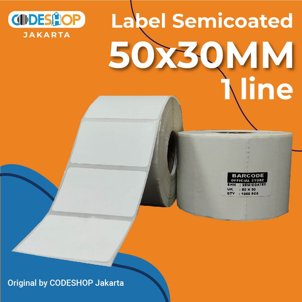 

LABEL BARCODE 50 X 30 (1 LINE) Kertas Label Semicoated 50x30