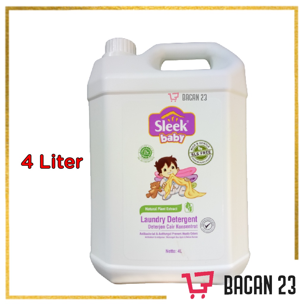 Sleek Baby Laundry Detergent Jerigen ( 4 L ) / Sabun Cuci Baju Bayi / Bacan 23 - Bacan23