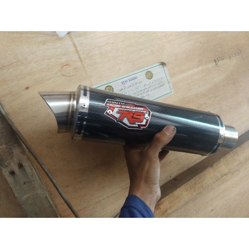 Knalpot R9 Carbon Inlet 50mm Pnp Vixon,Mx King,Sonic15, Supra Gtr150