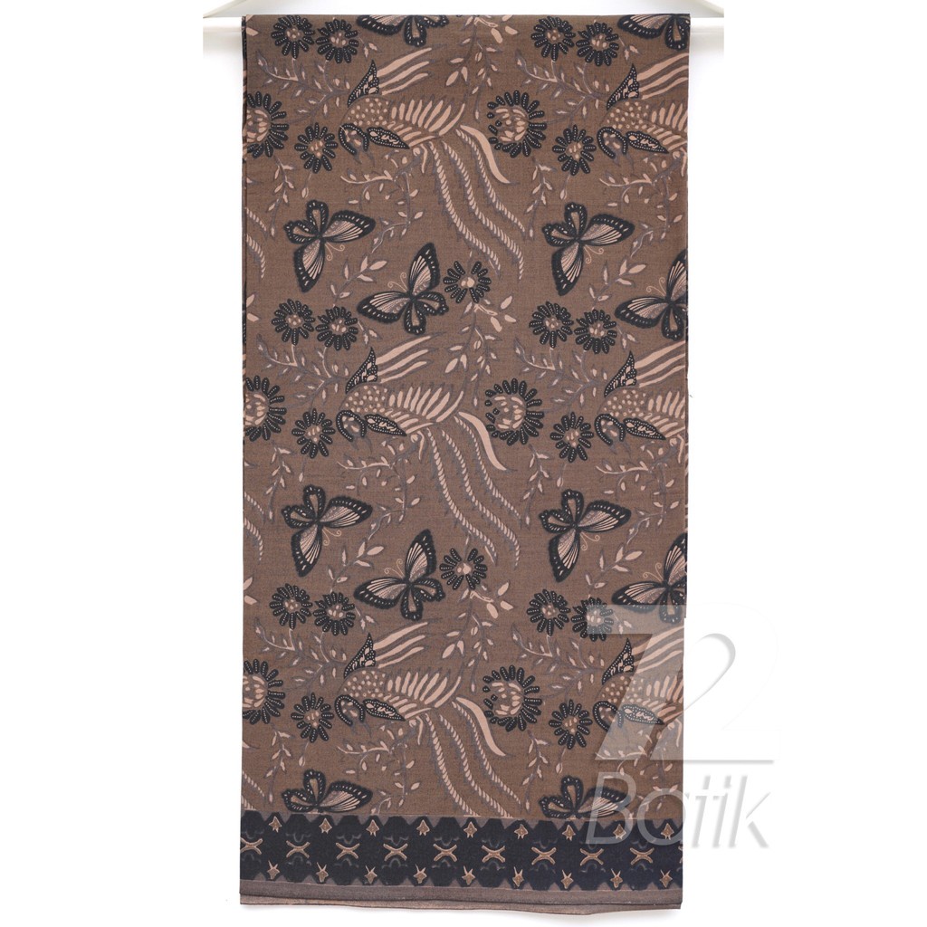 KAIN BATIK PREMIUM Bahan Katun Motif Kupu Kupu Two Tone Pagi Sore Warna Coklat Hitam 722029 Cap 72 Jarik Jarit Samping Kebat Panjang Batik Katun Modern Premium Bahan Seragam Batik Pernikahan Kantor Keluarga Murah Kamen Jadi Batik Bali Lembaran