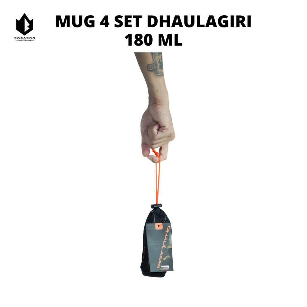 Mug 4 Set Dhaulagiri Stainless Steel Size 180 ml Dan 250 ml - Gelas 4 Set - Mug set - Gelas Outdoor