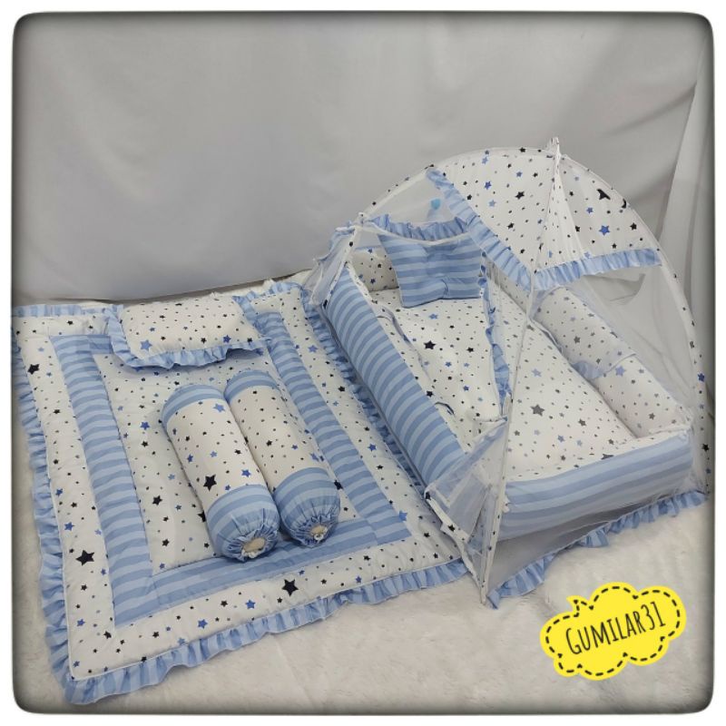 perlengkapan tidur kasur bayi kelambu tenda baby nest kotak set bantal guling selimut katun catra le