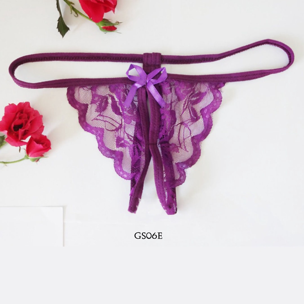 [PRODUK FAVORIT] SEXY G STRING OPEN CROTCH CELANA DALAM LACE UNGU GS06E