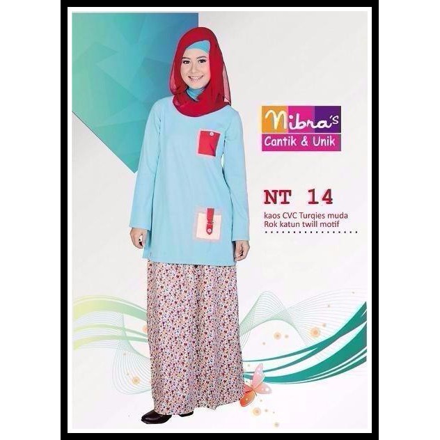 Baju Gamis Teen Nibras NT 14 Biru Muda Gamis Teen Model Gamis Terbaru