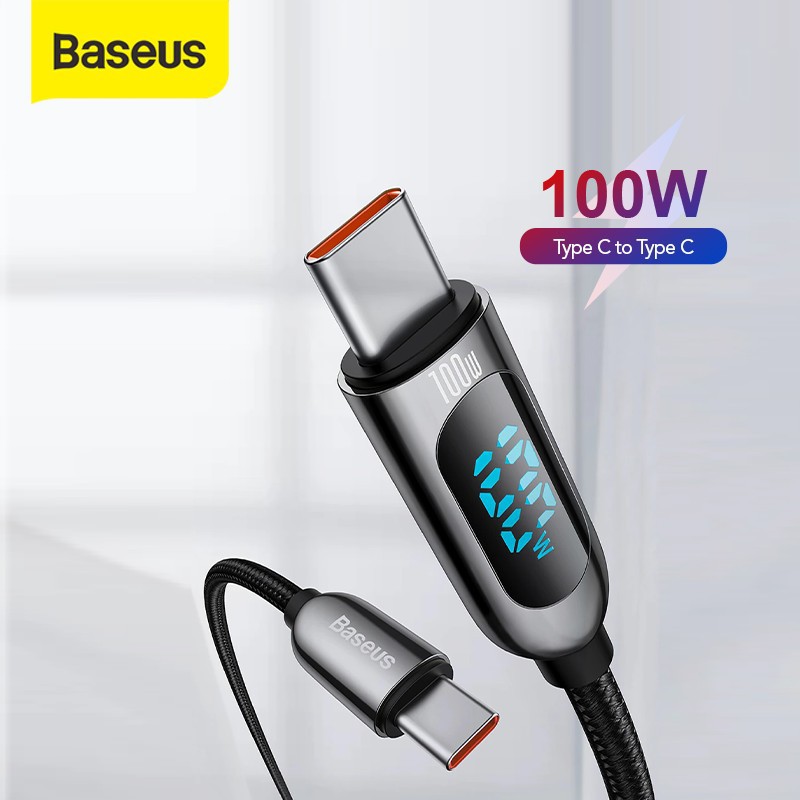 BASEUS KABEL CHARGER TYPE-C TO TYPE-C 100W LED DISPLAY FAST CHARGING