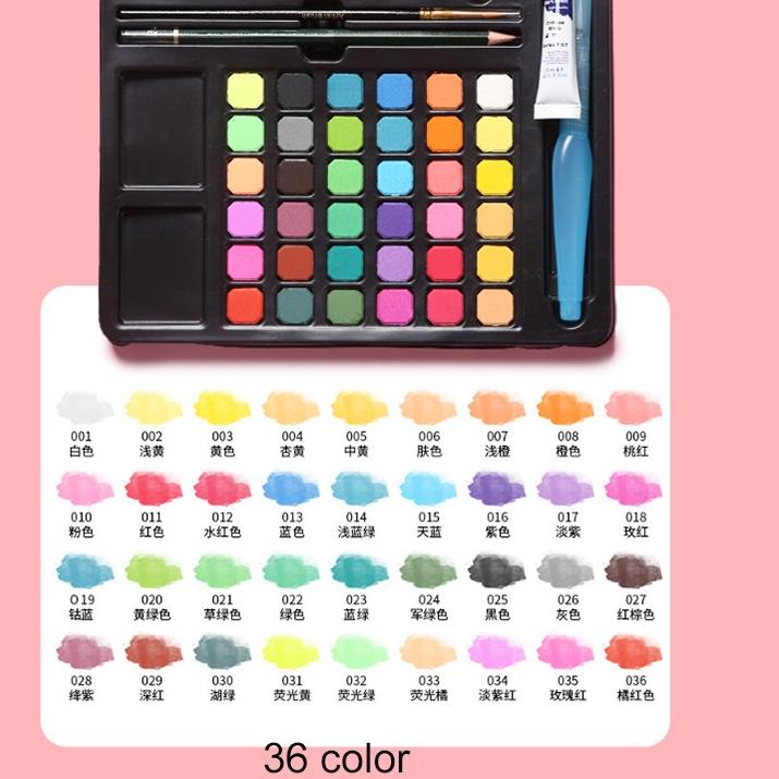 

Sudah READY.. Kaikki 36/48Water Color Set - Alat Cat Air Set (Termasuk Kuas dan Kertas Gambara）