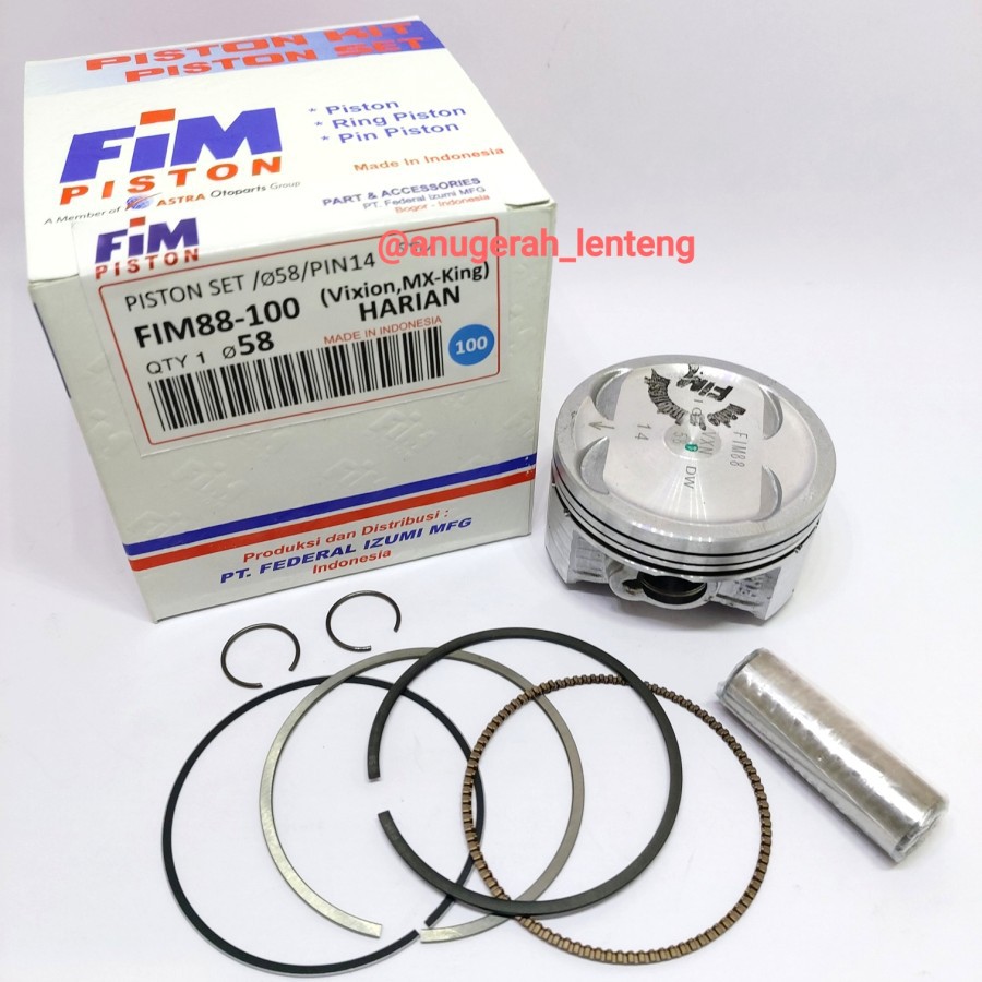 Piston Kit Seher FIM 88 OS 100 1.00 Vixion MX king R15 Bore Up MX