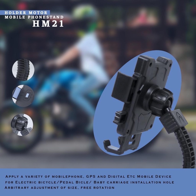 Stand Holder Motor HM21 dudukan penyangga pegangan hp pada spion motor HM-21 Promo By Sen