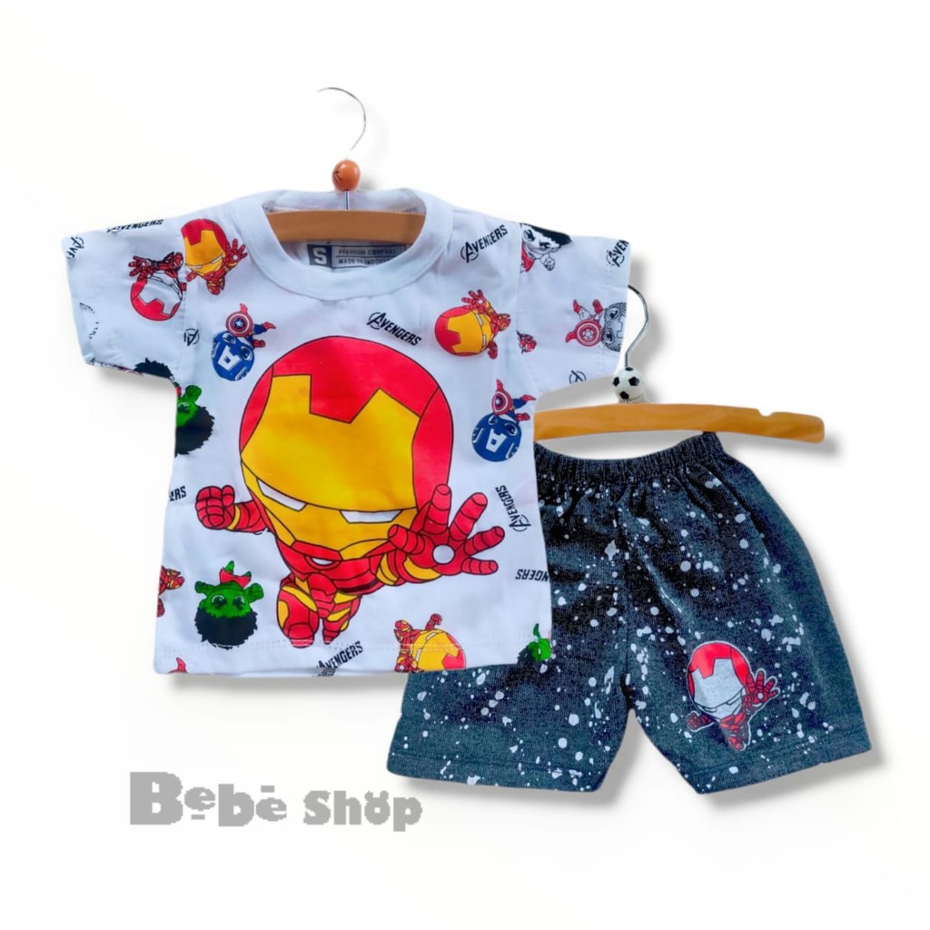 Setelan Baju Anak Bayi Karakter Iron man usia 0 Sampai 2 Tahun